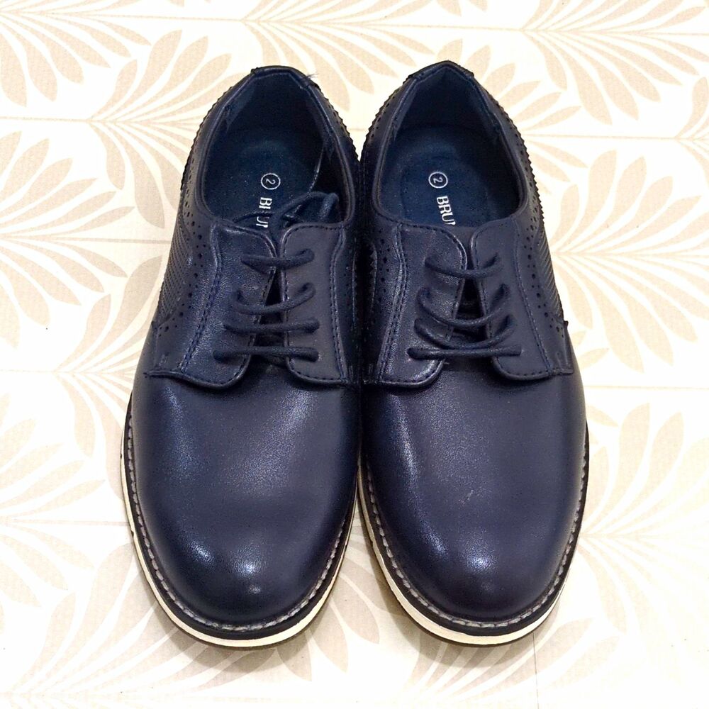 Bruno Marc Men's Navy Brogue Lace-Up Derby Dress Shoes Round Toe US 2 UK 1